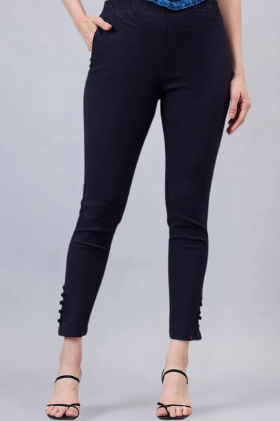Navy Blue Regular Fit Potli Pants