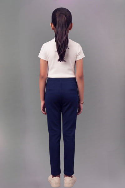 Girls Navy Blue Colour Straight Pant