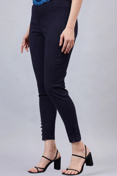 Navy Blue Regular Fit Potli Pants
