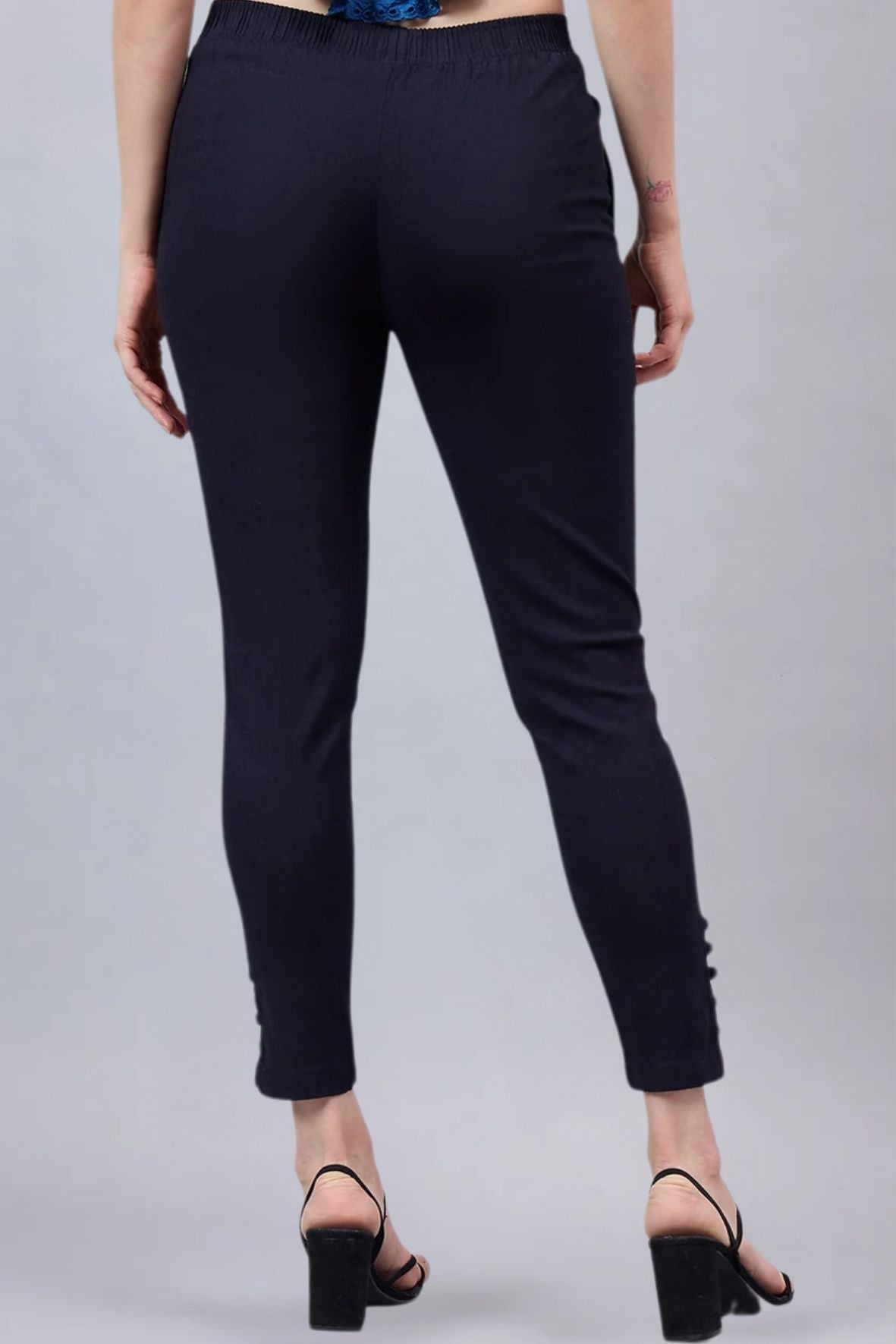 Navy Blue Regular Fit Potli Pants