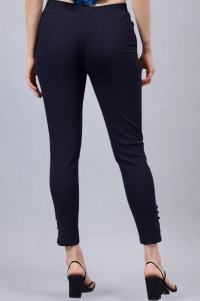 Navy Blue Regular Fit Potli Pants