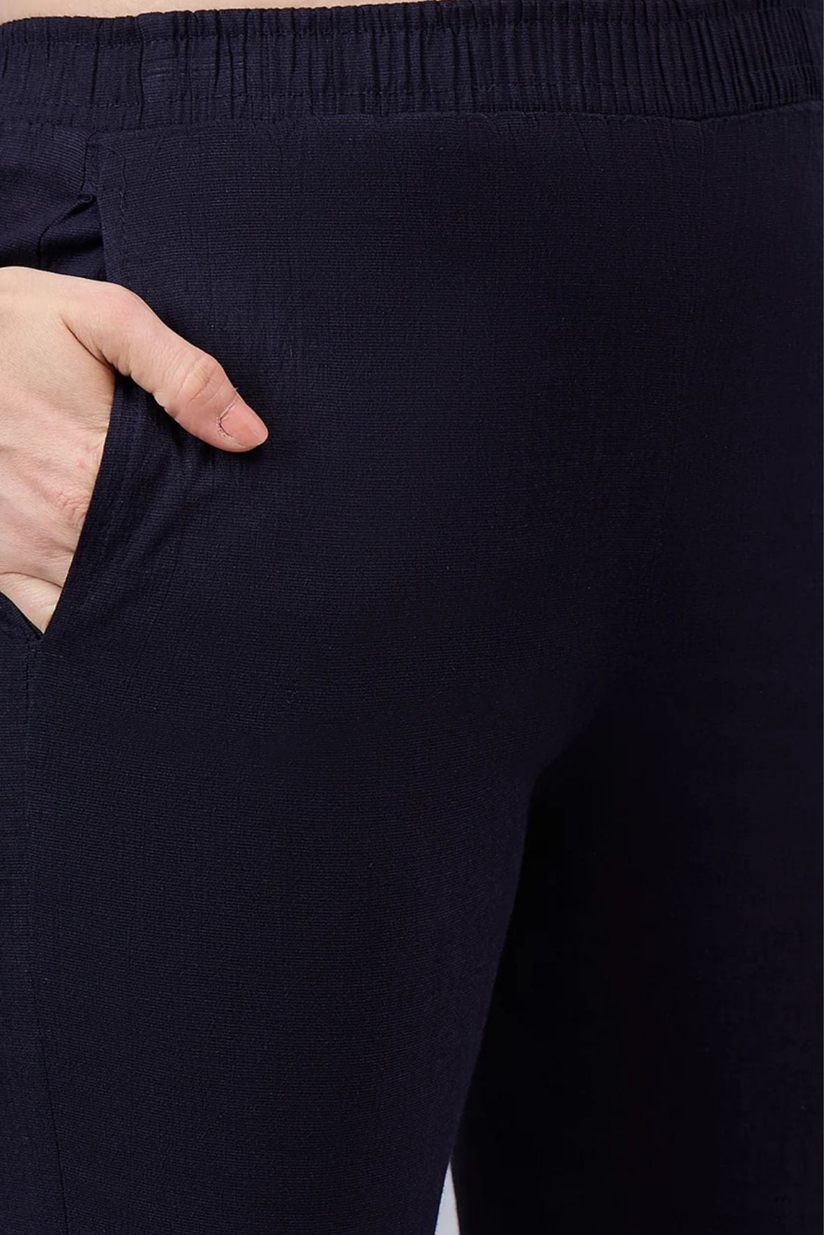 Navy Blue Regular Fit Potli Pants