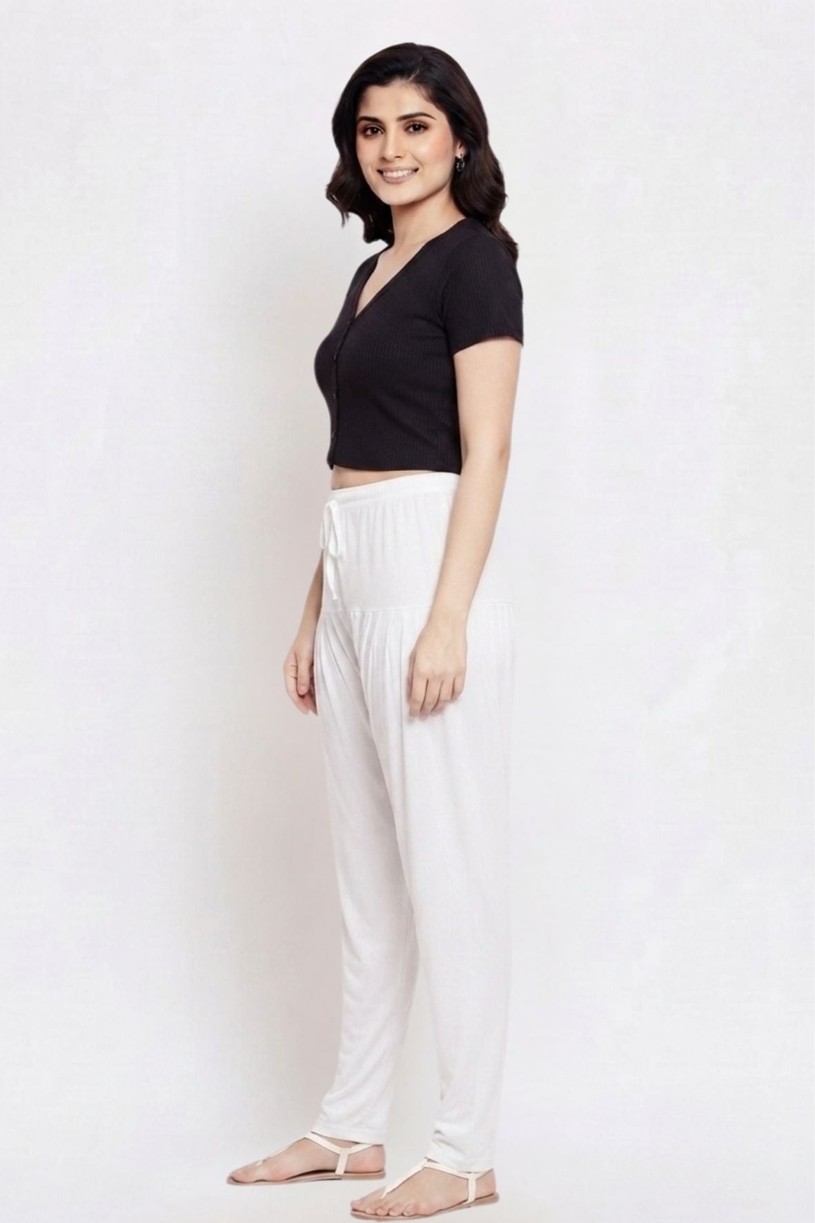 Off White Plain Viscose Patiala