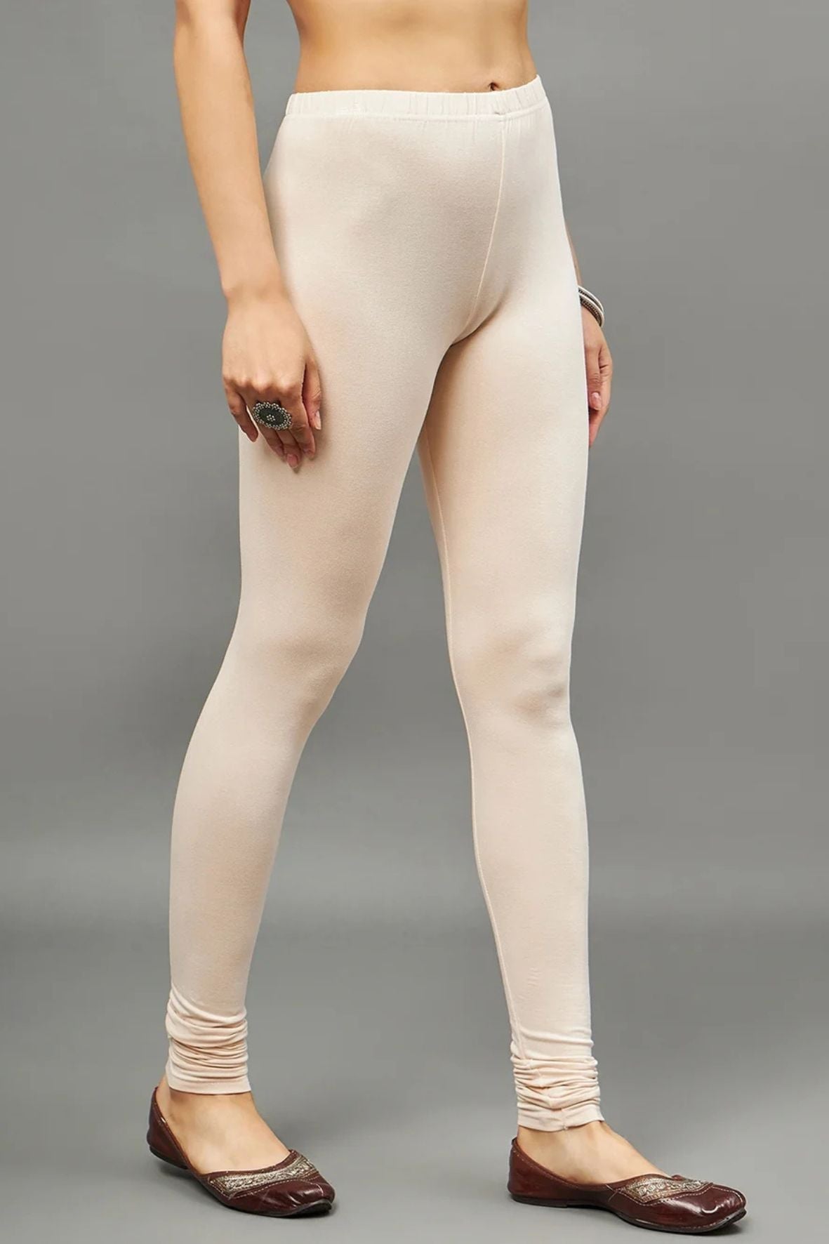 Off White Viscose Chudidar Leggings