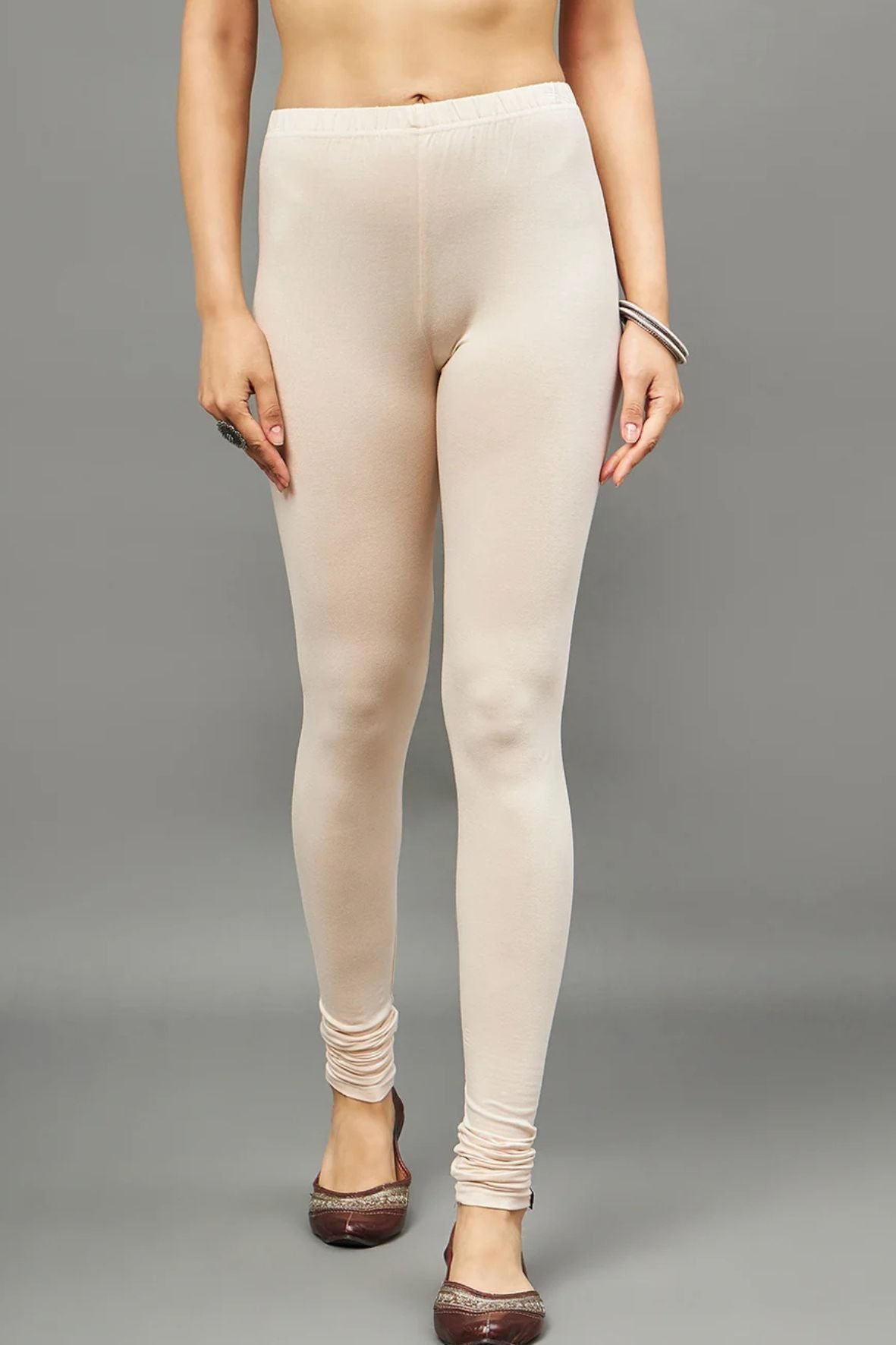Off White Viscose Chudidar Leggings