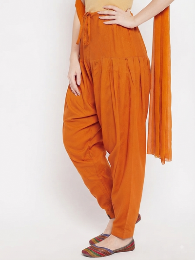 Dark Orange Rayon Plain Patiala (No Duppatta )