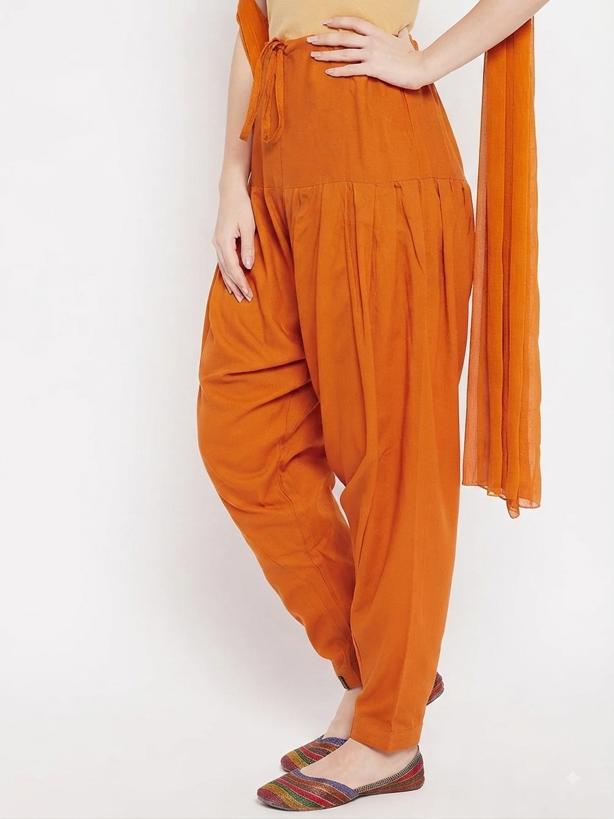 Dark Orange Rayon Plain Patiala (No Duppatta )