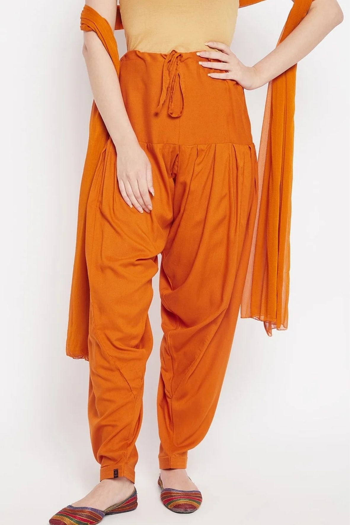 Dark Orange Rayon Plain Patiala (No Duppatta )