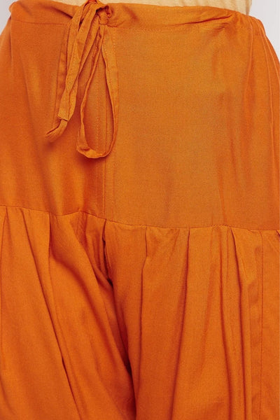 Dark Orange Rayon Plain Patiala (No Duppatta )