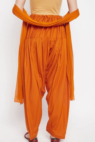 Dark Orange Rayon Plain Patiala (No Duppatta )