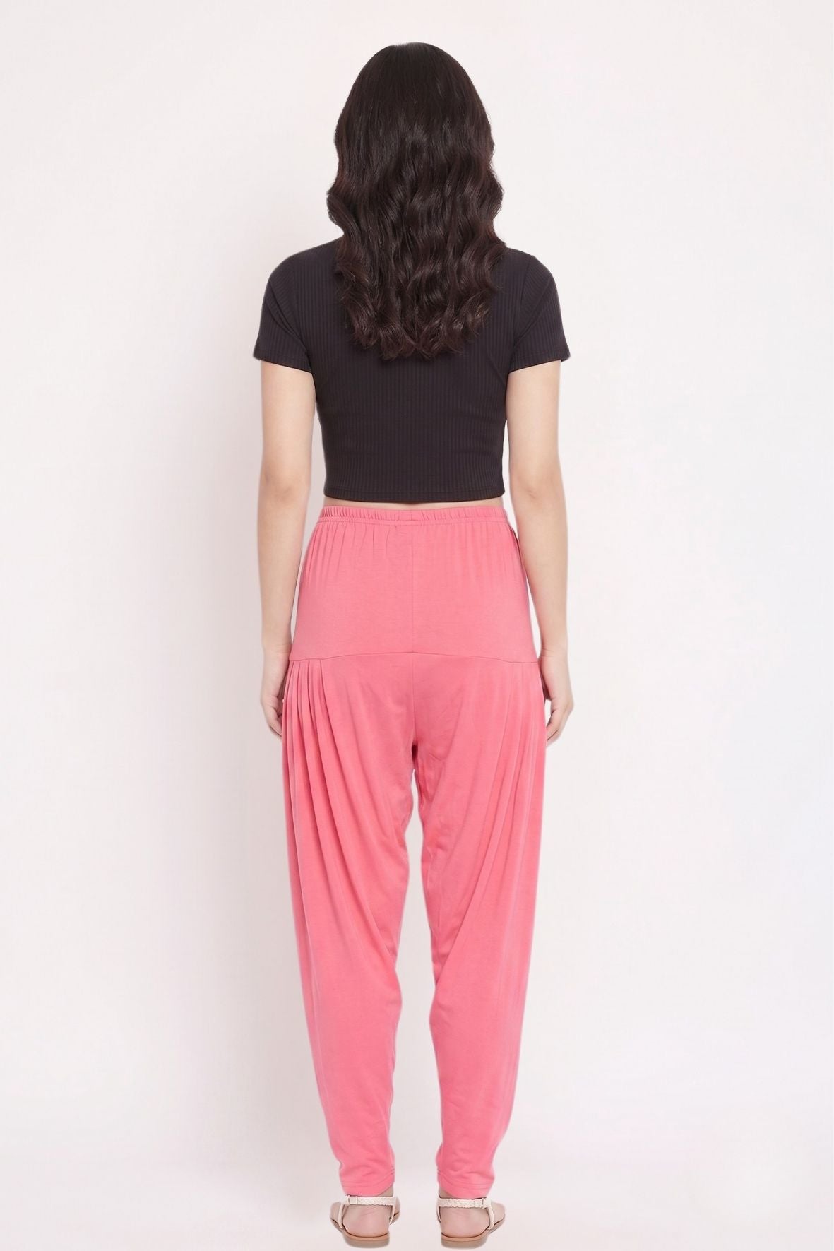 Peach Plain Viscose Patiala