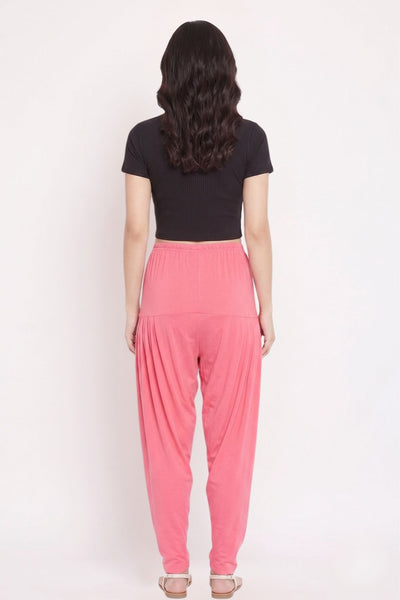 Peach Plain Viscose Patiala