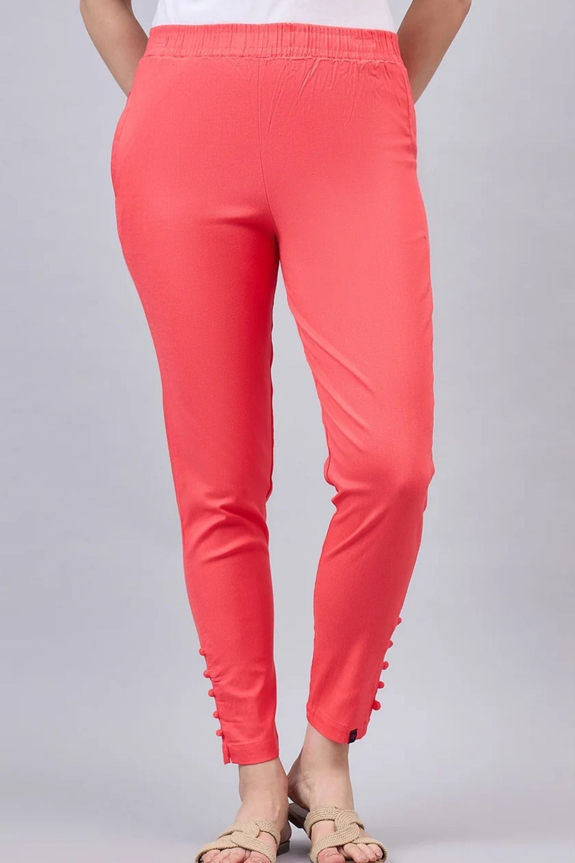 Peach Regular Fit Potli Pants
