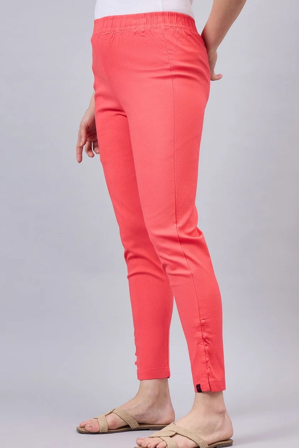 Peach Regular Fit Potli Pants