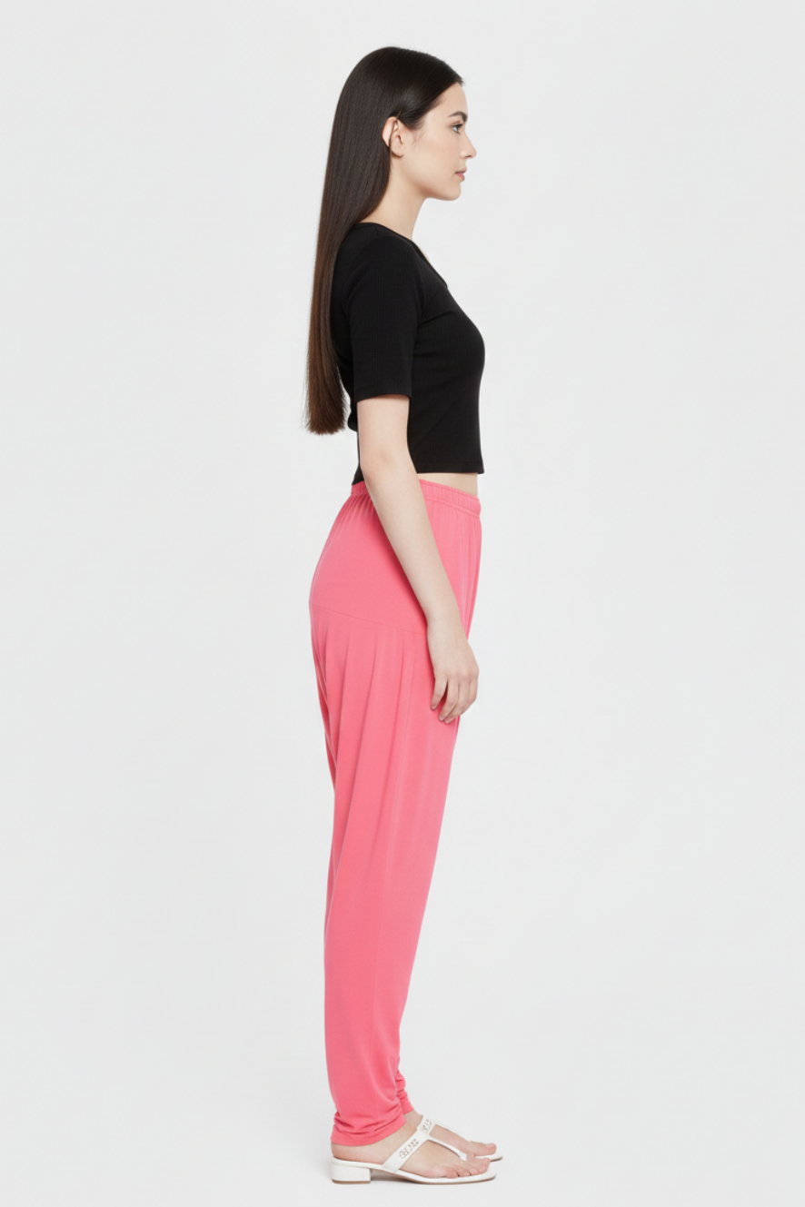 Peach Plain Viscose Patiala