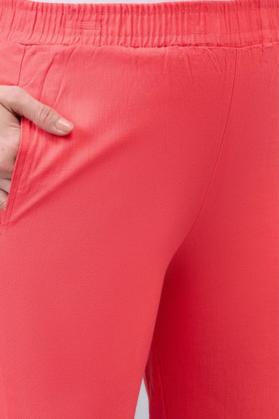 Peach Regular Fit Potli Pants