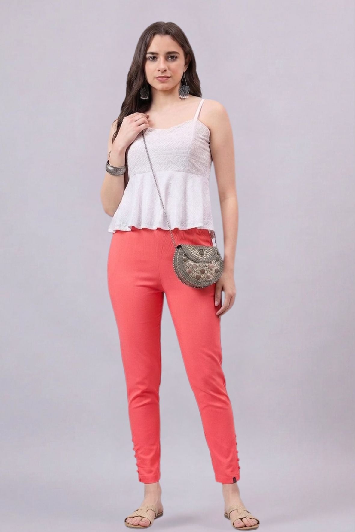 Baby Pink Regular Fit Potli Pants