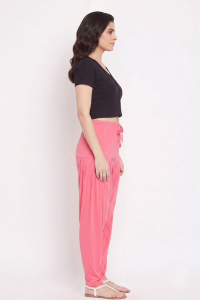 Peach Plain Viscose Patiala