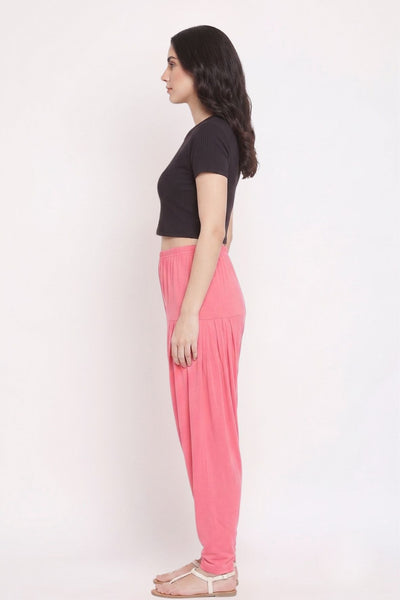 Peach Plain Viscose Patiala
