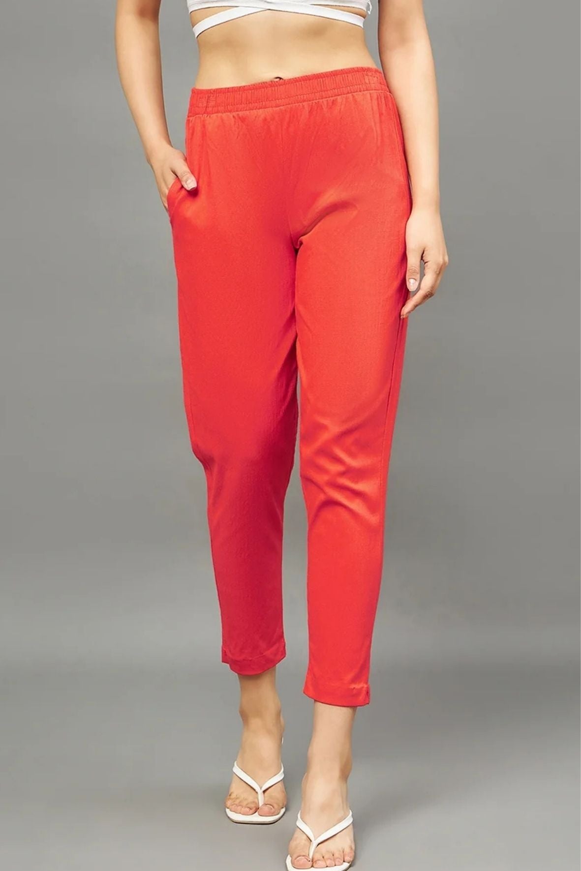 Peach Colour Straight Pant