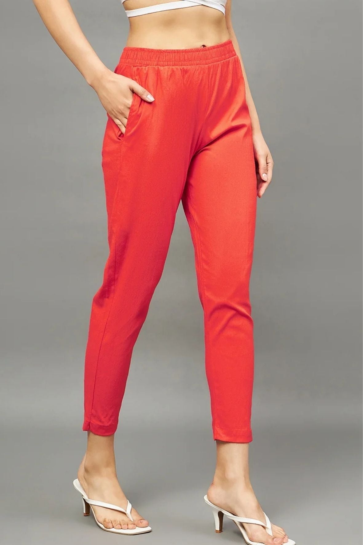 Peach Colour Straight Pant