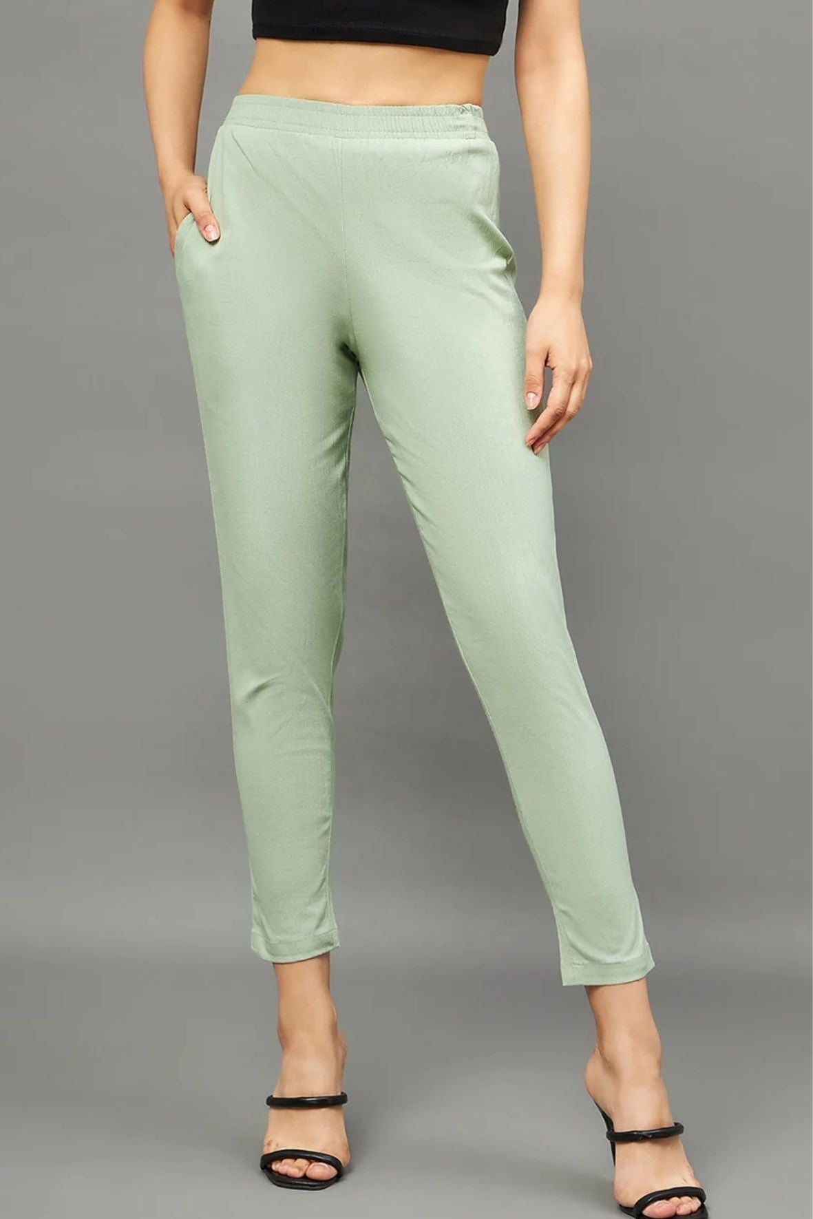 Pista Green Colour Straight Pant
