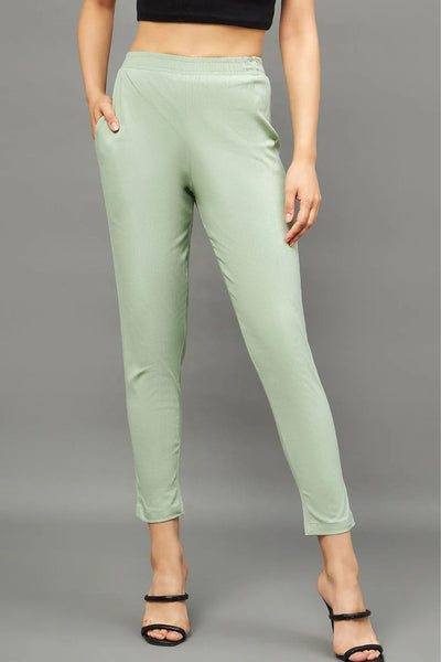 Pista Green Colour Straight Pant