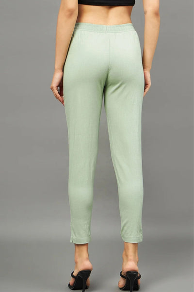 Pista Green Colour Straight Pant