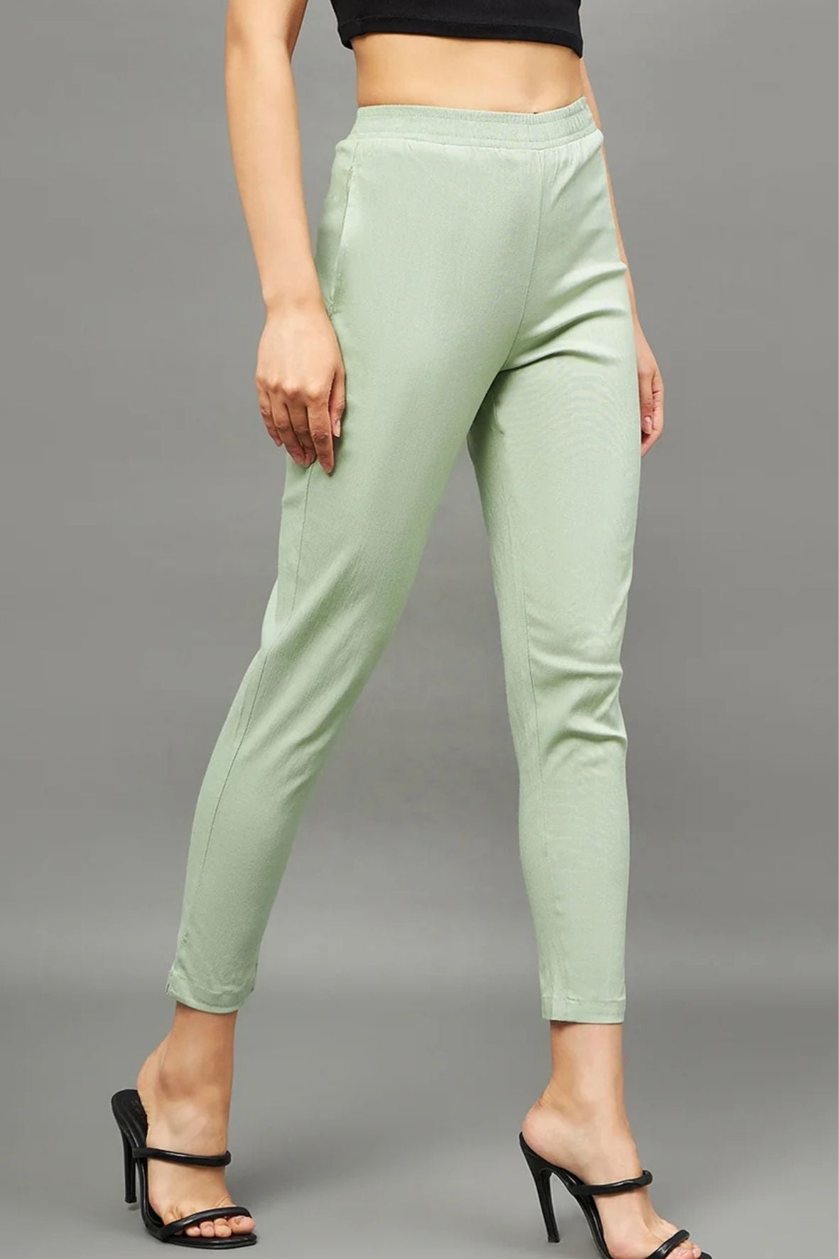 Pista Green Colour Straight Pant