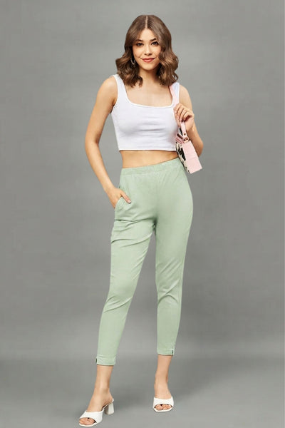 Pista Green Colour Straight Pant
