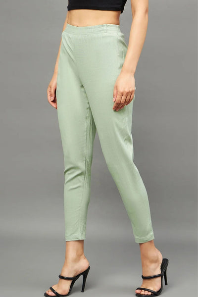 Pista Green Colour Straight Pant