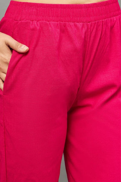 Pink Colour Straight Pant
