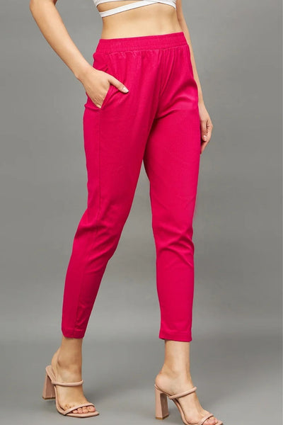 Pink Colour Straight Pant