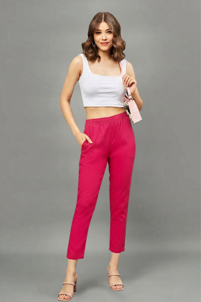 Pink Colour Straight Pant