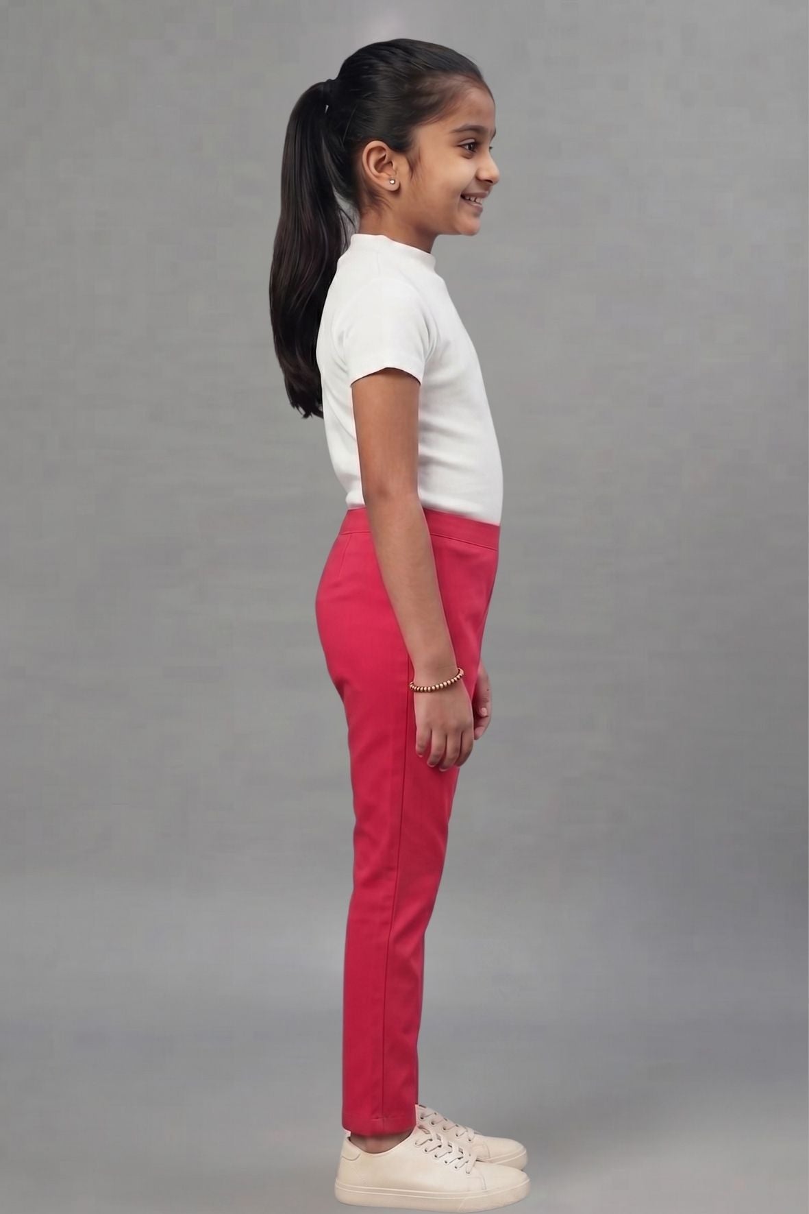 Girls Pink Colour Straight Pant