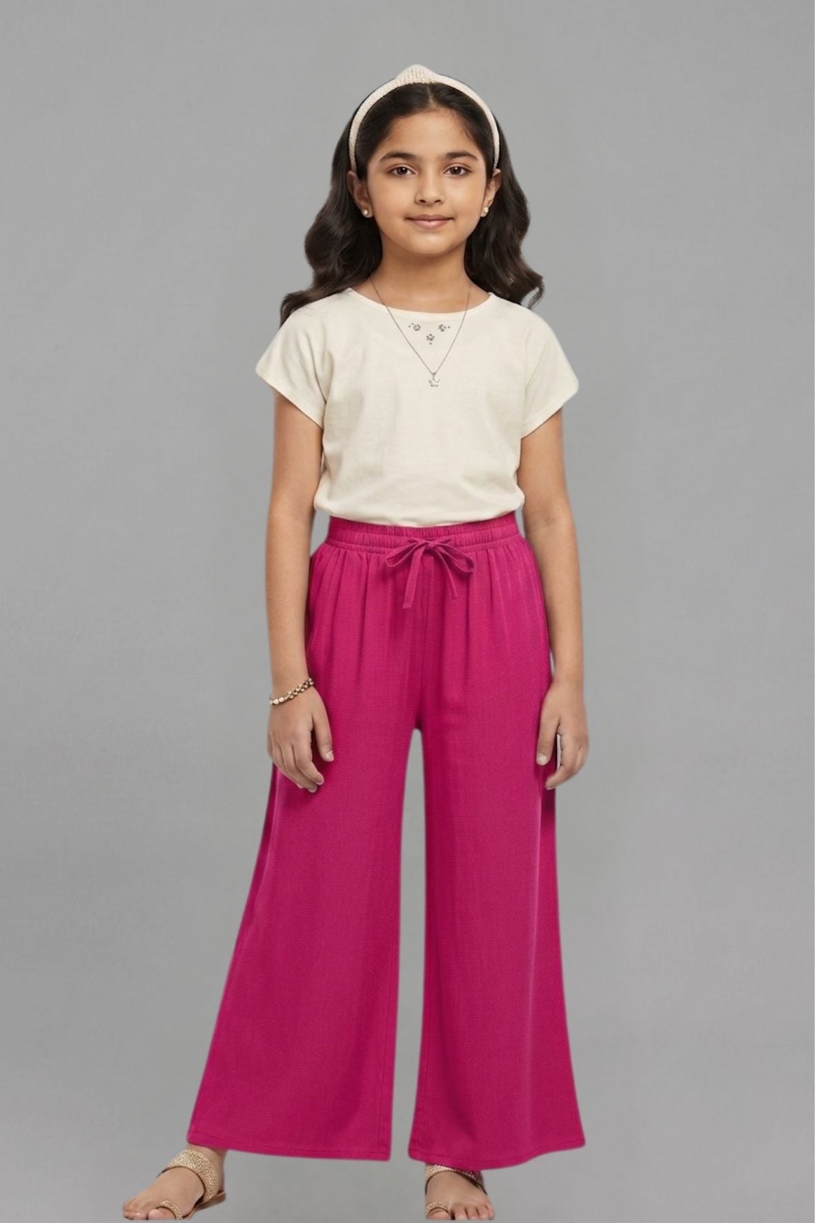 Kids Pink Rayon Palazzo