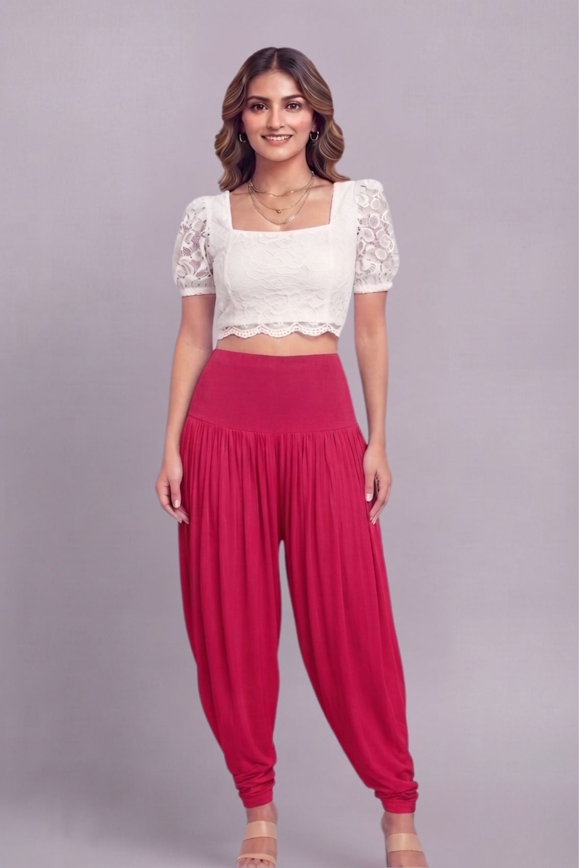 Pink Viscose Plain Dhoti