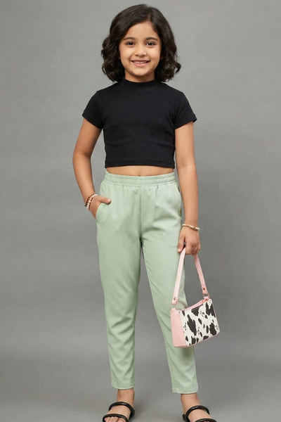 Girls Mustard Colour Straight Pant