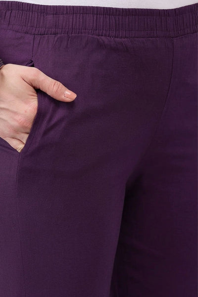 Purple Regular Fit Potli Pants