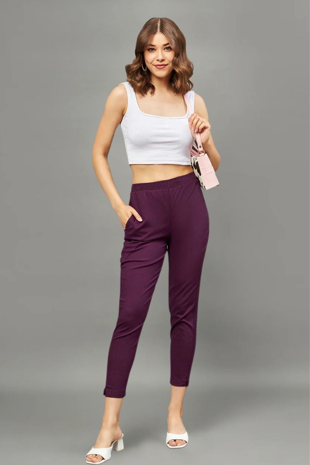 Purple Colour Straight Pant