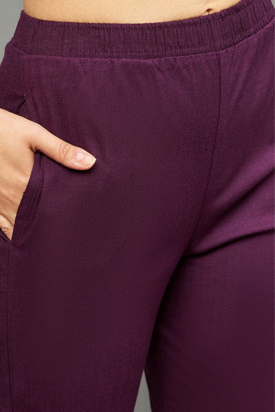 Purple Colour Straight Pant