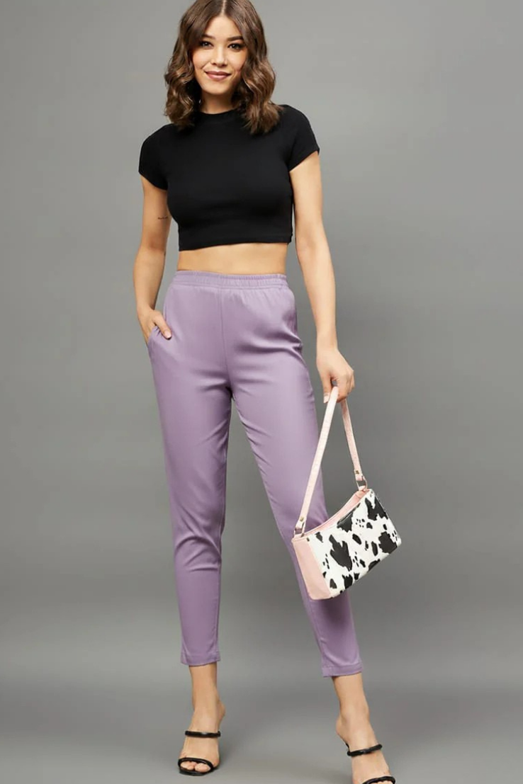 Purple Pink Colour Straight Pants