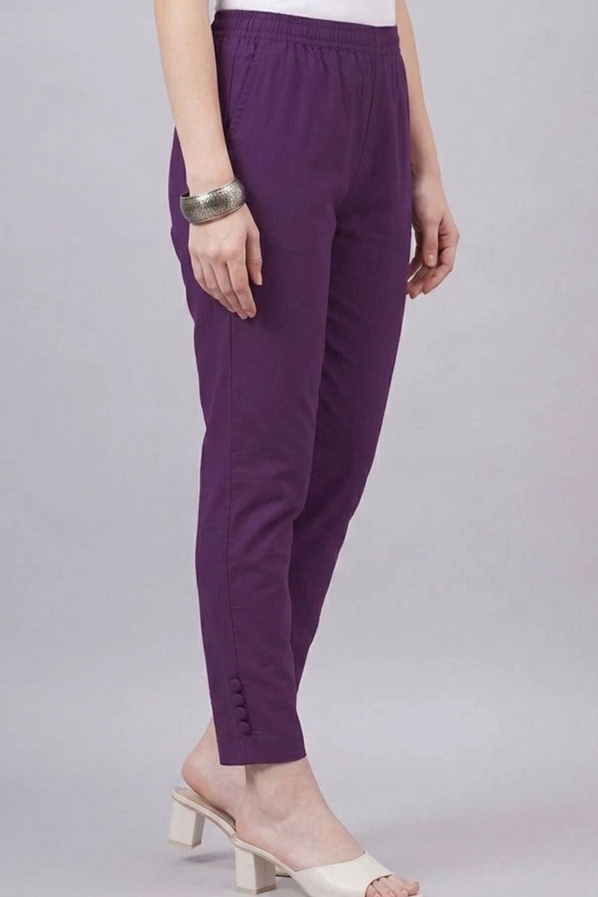 Purple Regular Fit Potli Pants