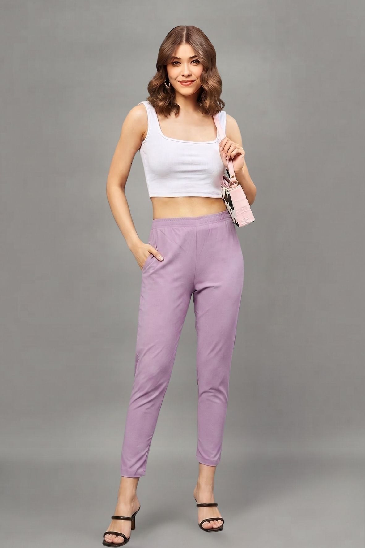 Purple Pink Colour Straight Pant