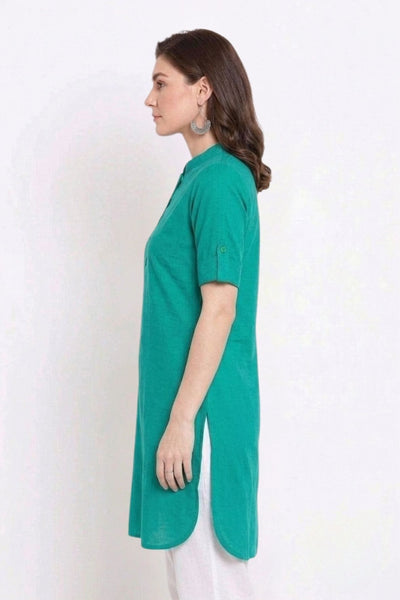 Rama Green Solid Color Kurti