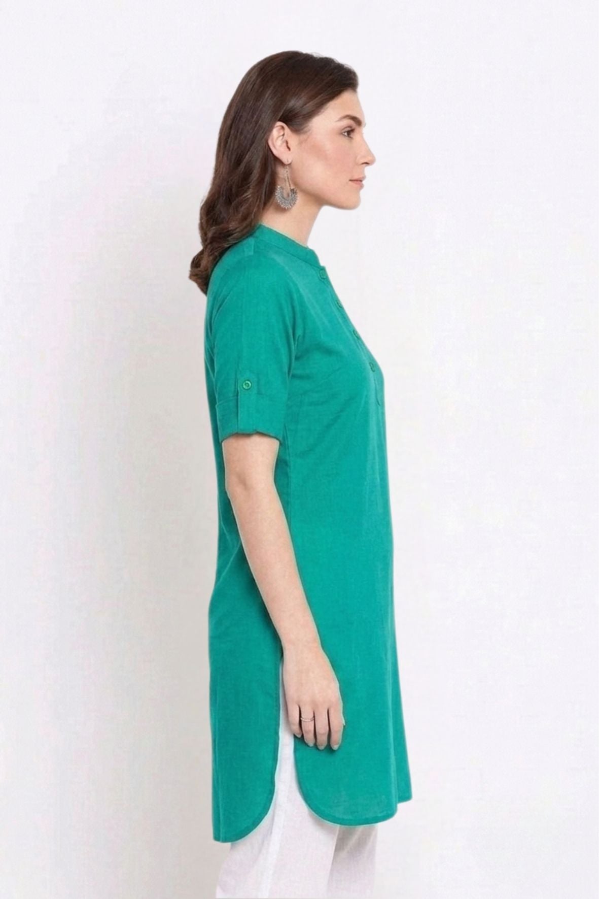 Rama Green Solid Color Kurti