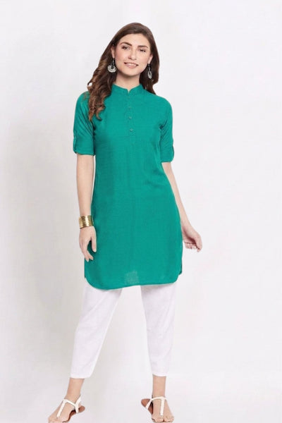 Rama Green Solid Color Kurti