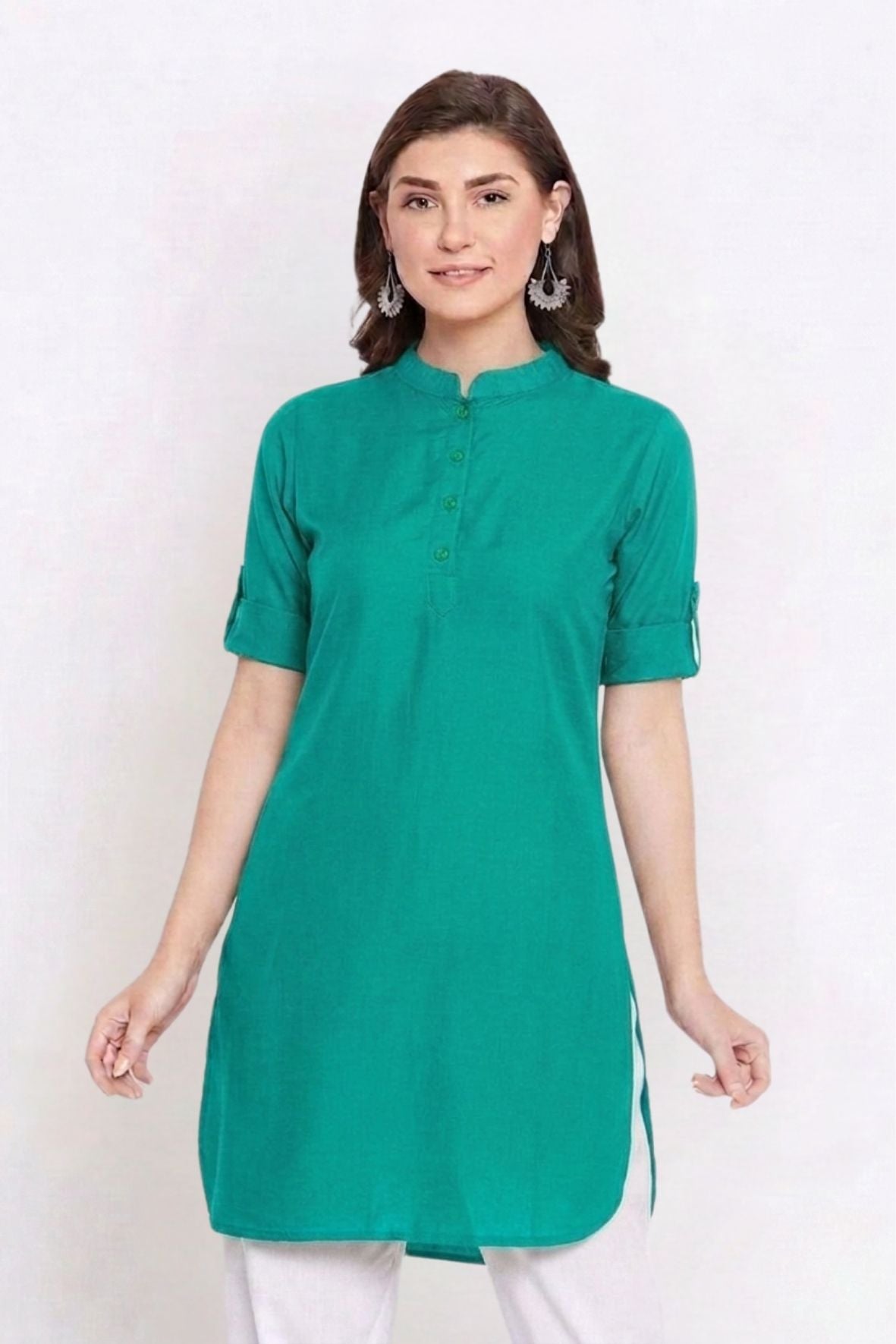 Rama Green Solid Color Kurti