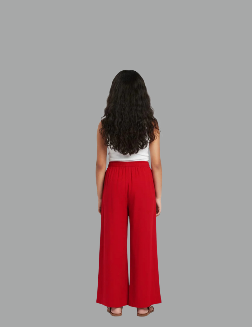 Kids Red Rayon Palazzo