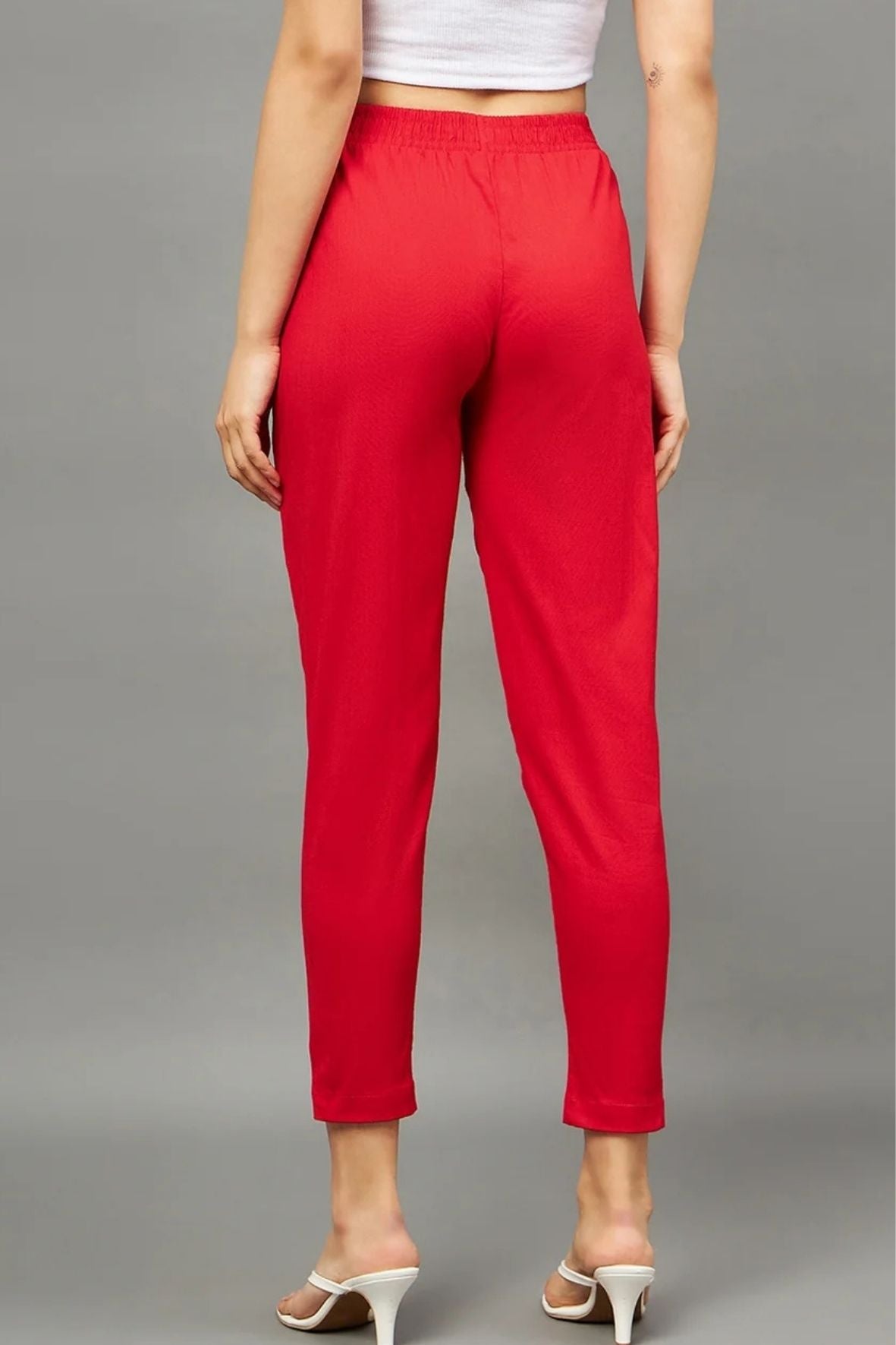 Red Colour Straight Pant